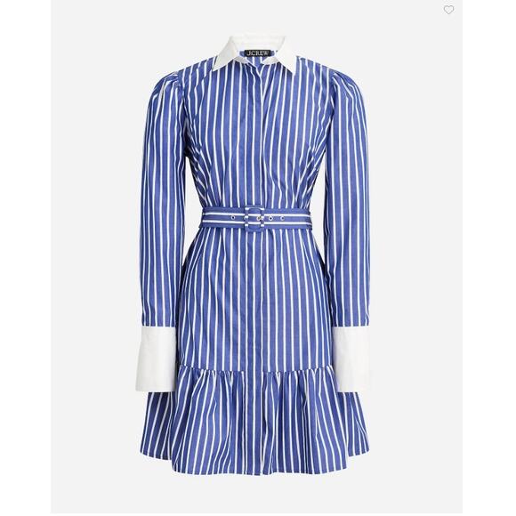 J. Crew Dresses & Skirts - J.CREW Style#BY829 Tiered shirt-dress in cotton poplin Harbor View Size 2 NWT